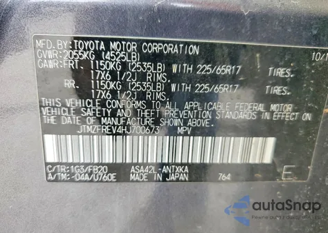 2017 Toyota Rav4 Le из США, поврежденный, VIN JTMZFREV4HJ700673